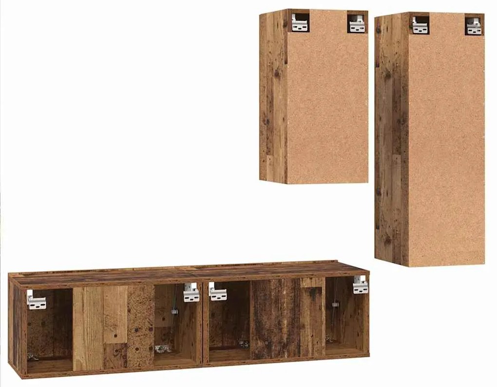 Conjunto de móvel de TV 4 pcs Madeira antiga 30.5 x 30 x 90 cm