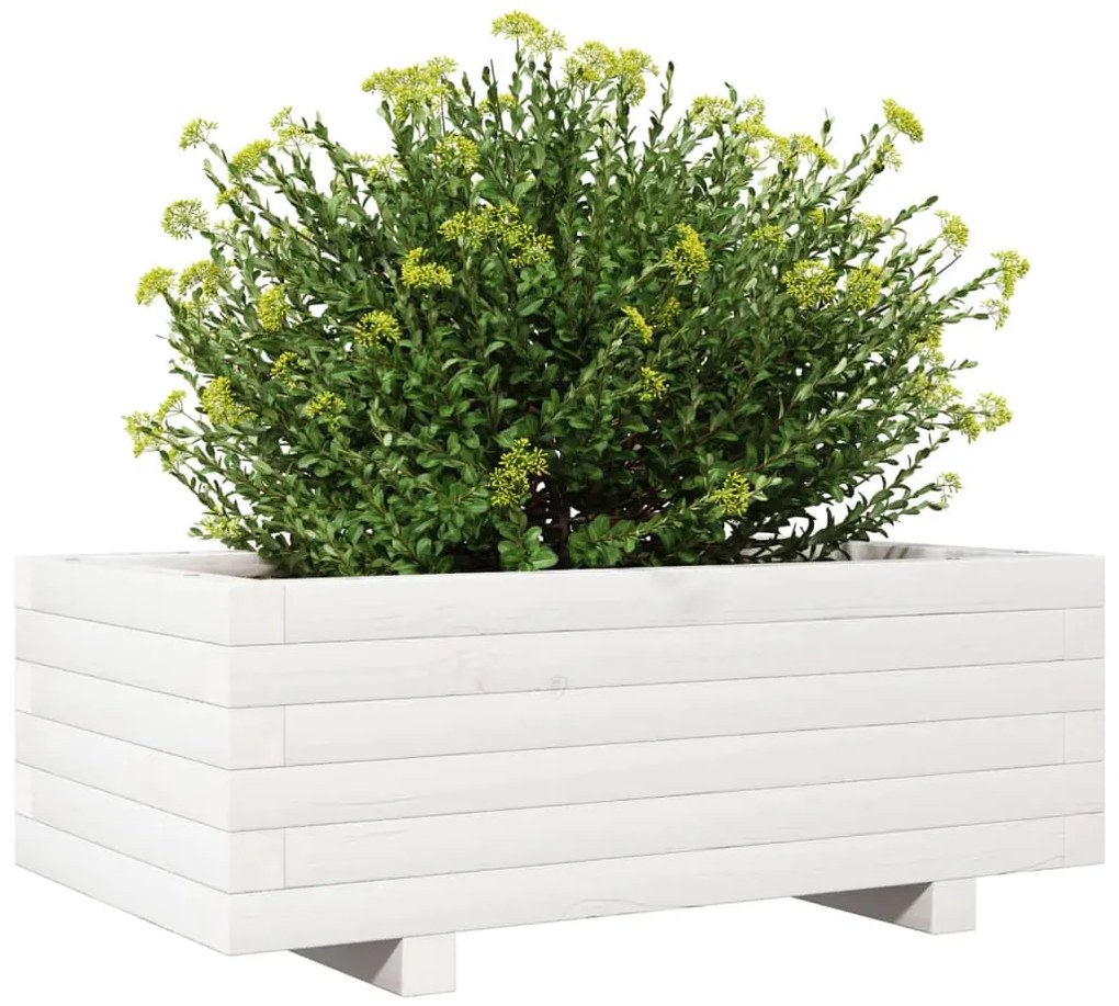 Vaso/floreira de jardim 70x40x26,5 cm pinho maciço branco