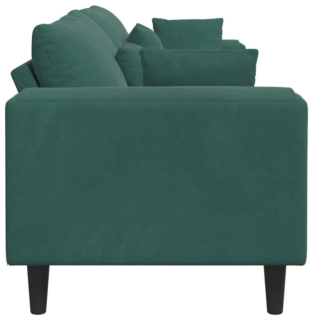Sofá de Veludo com almofada com travesseiro Verde Escuro 208 cm Veludo