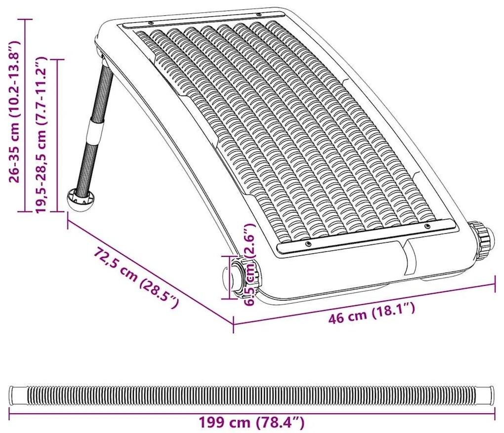 Painel de aquecimento solar curvo para piscina 72,5x46 cm