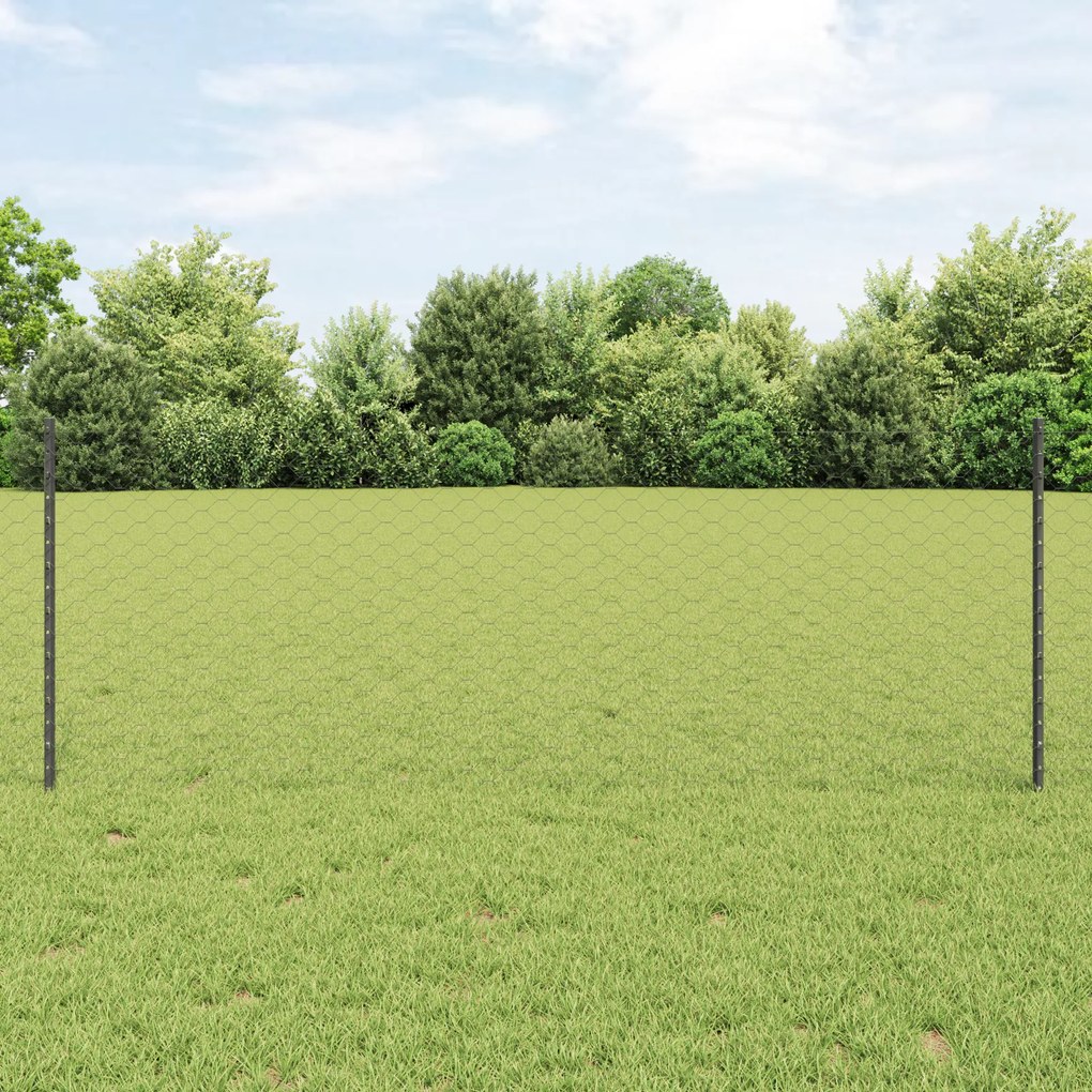 Postes para Cerca vidaXL 11 pcs U-Channel Cinza 80 cm Aço