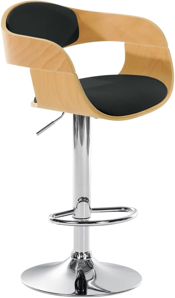 Banco de bar Kingston em couro sintético 50 x 88-102 x 48 cm Natural + Preto