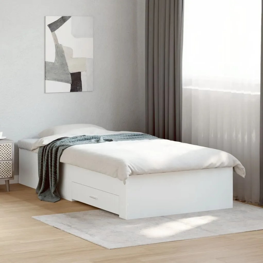 Estrutura cama c/ gavetas 75x190 cm derivados de madeira branco