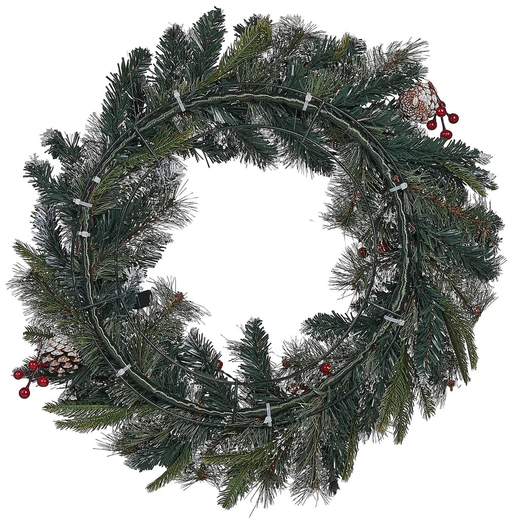 Grinalda decorativa verde e branca com iluminação LED ⌀ 60 cm PAIMIO Beliani