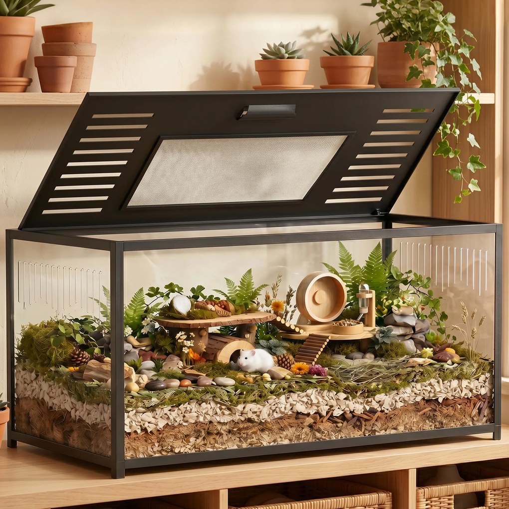 Gaiola para hamsters e roedores 100x50x52,5 cm (ACESSORIOS NÃO INCLUIDOS) com vista panorâmica de 360°, estrutura robusta em metal, espaço estanque, p