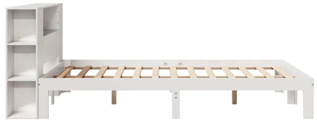 Cama com estante sem colchão 150x200 cm pinho maciço branco