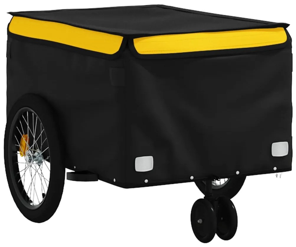 Reboque para bicicleta 30 kg ferro preto e amarelo
