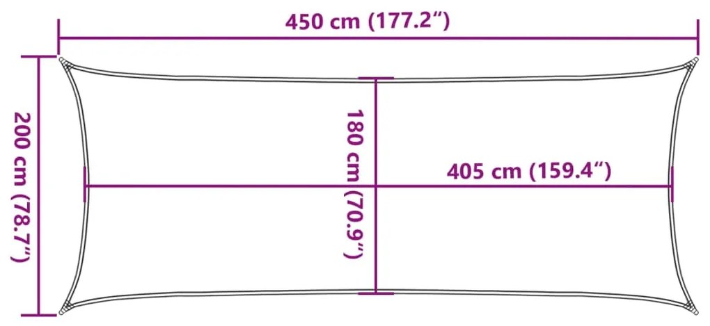 Para-sol estilo vela 160 g/m² 2x4,5 m PEAD castanho