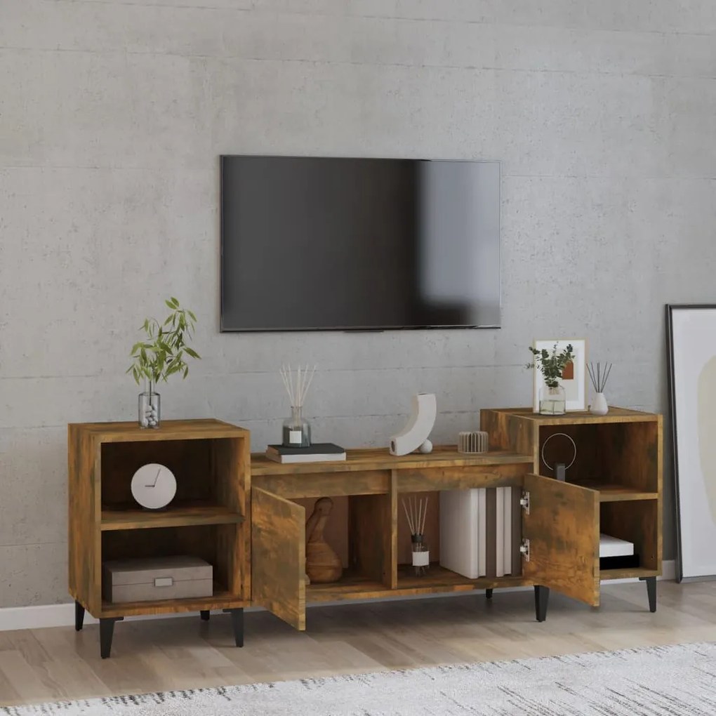 Móvel de TV 160x35x55 cm derivados de madeira carvalho fumado