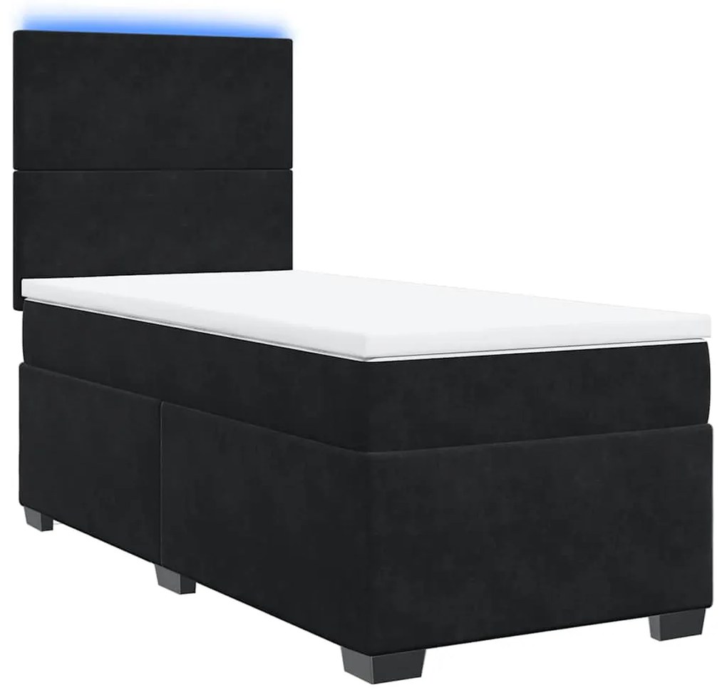 Cama com molas/colchão 90x190 cm veludo preto