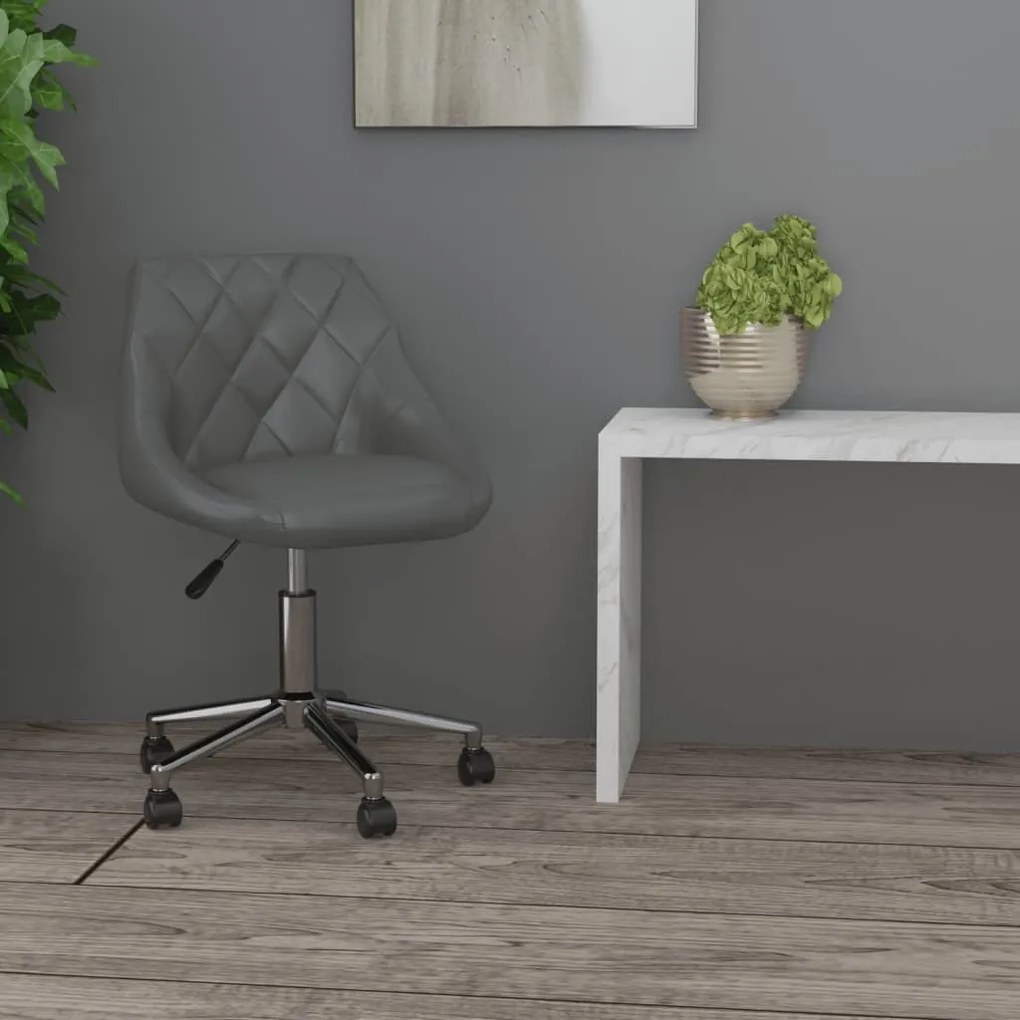 vidaXL Cadeira de escritório giratória couro artificial cinzento