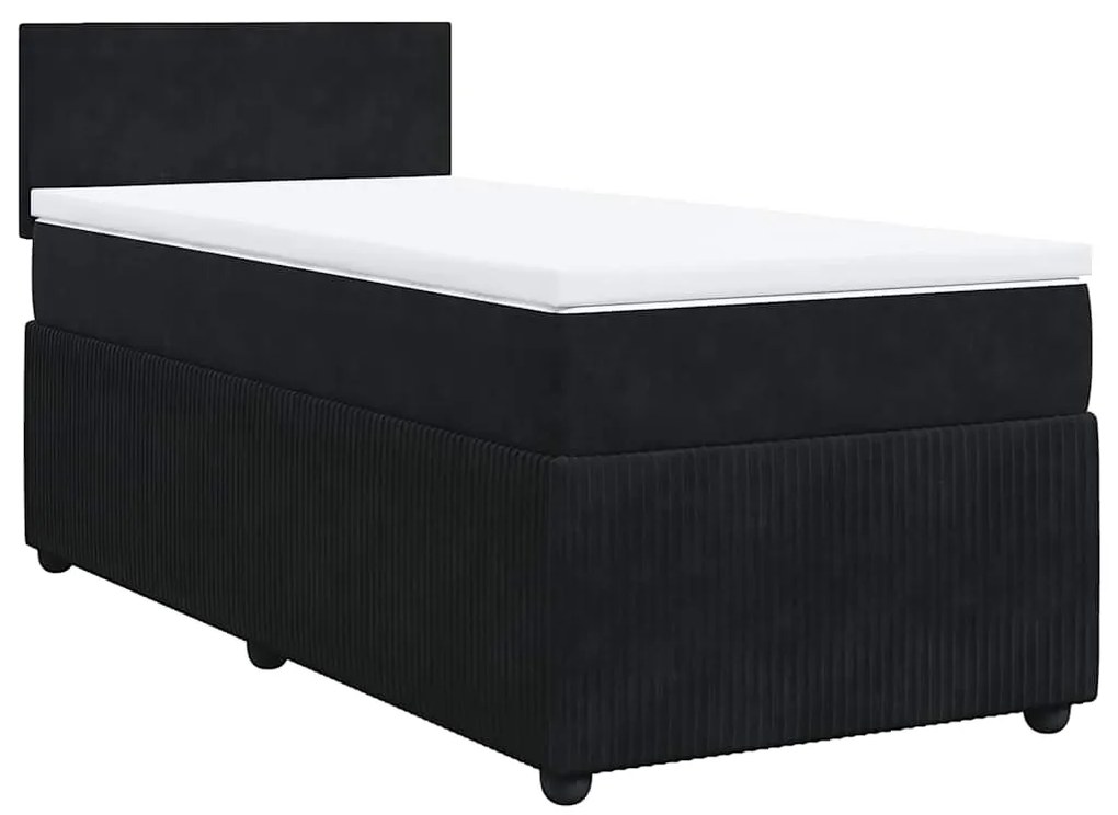 Cama com molas/colchão 90x190 cm veludo preto