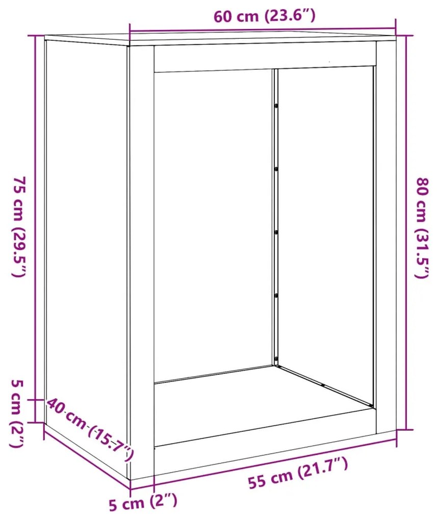 Suporte para lenha 60x40x80 cm aço branco