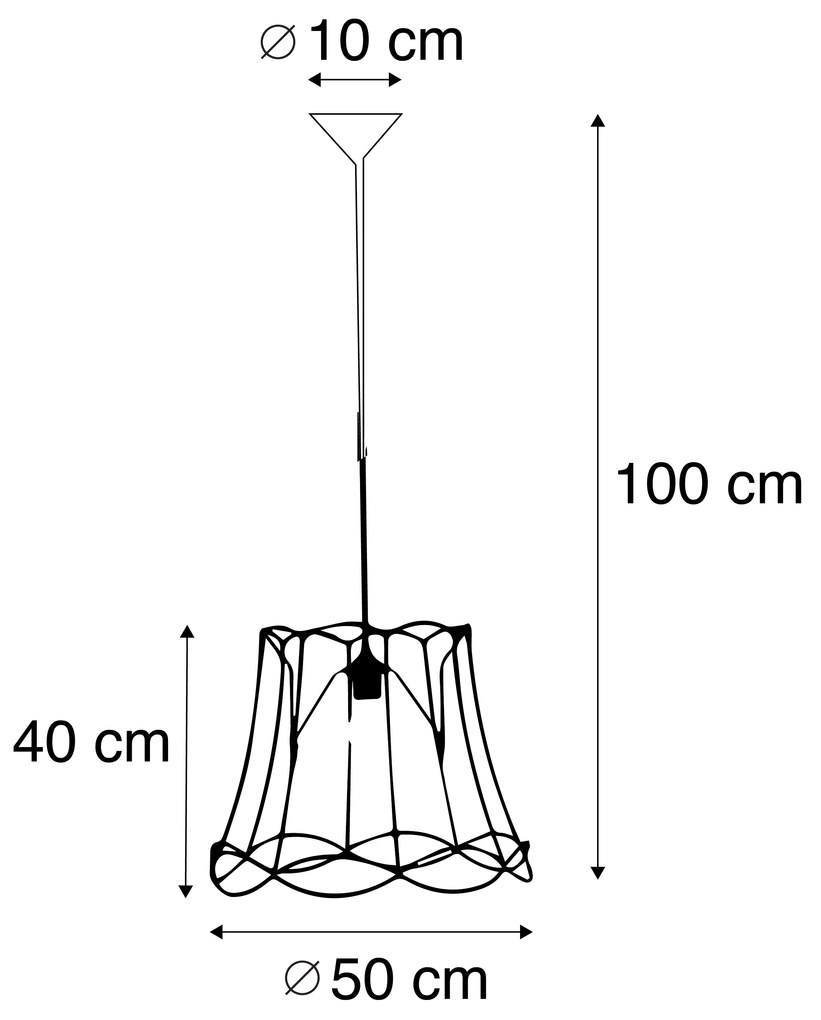 Candeeiro de suspensão retro preto 50 cm - Estrutura Granny Retro