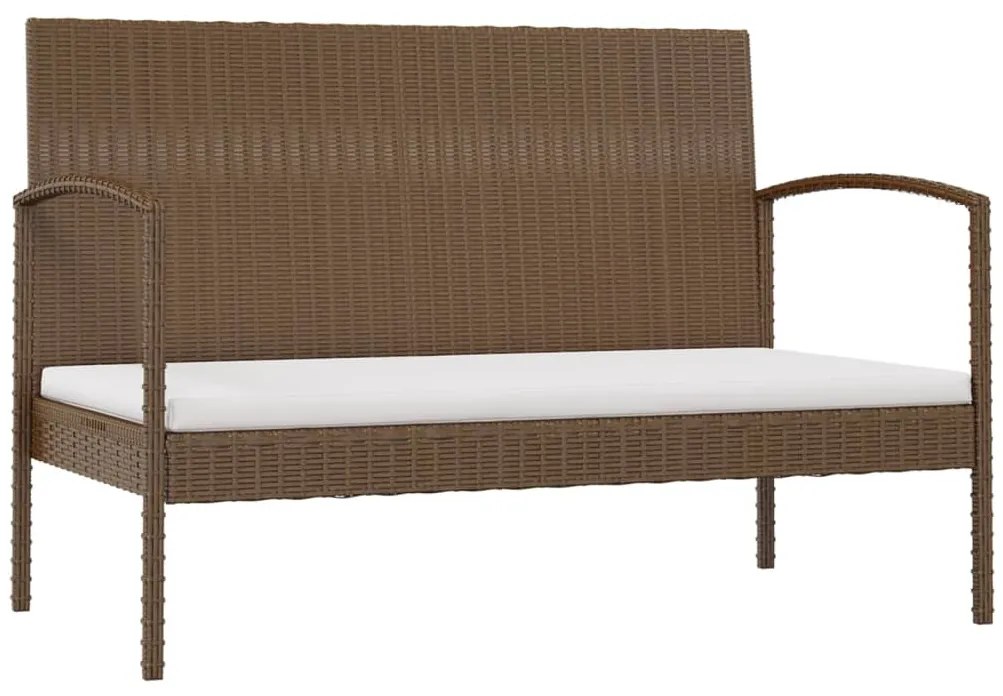 8 pcs Conjunto lounge de jardim com almofadões vime PE castanho