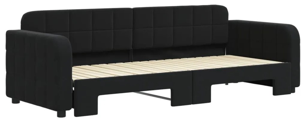 Sofá-cama com gavetão 80x200 cm veludo preto