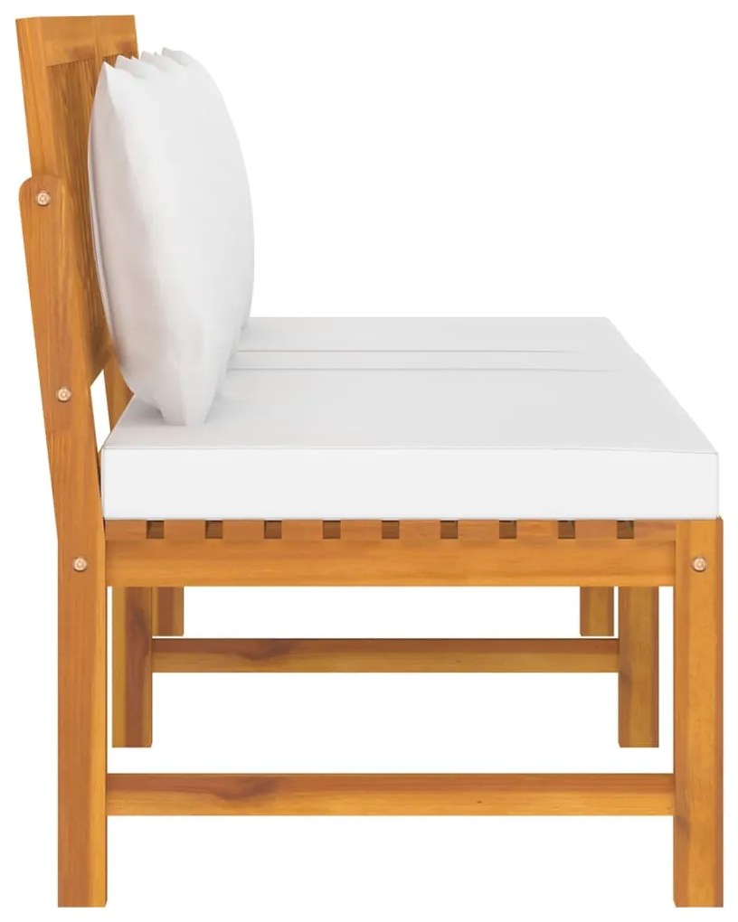 Sofá-cama c/ almofadão creme 200x60x75 cm madeira acácia maciça