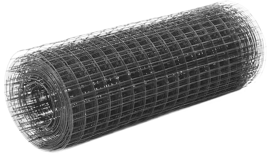 Cerca arame galinheiro 25x0,5m aço c/ revestimento PVC cinzento
