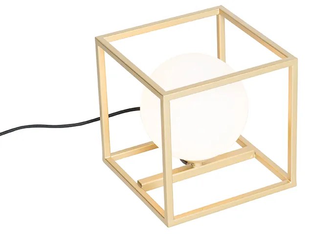 Candeeiro de mesa design dourado com vidro branco - Aniek Design