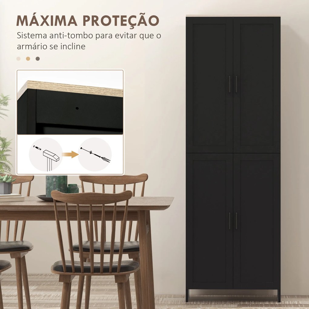 Armário de Cozinha Armário de Armazenamento Cozinha com 4 Portas e Pra