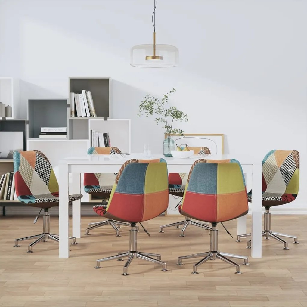 vidaXL Cadeiras de jantar giratórias 6 pcs retalhos de tecido