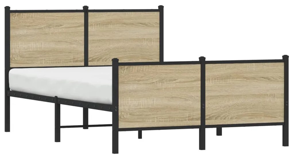 Estrutura de cama sem colchão 120x190 cm metal carvalho sonoma