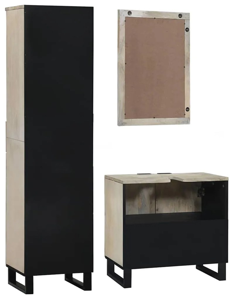Conjunto de Móveis para Banheiro 3 pcs Branco 38 x 33 x 160 cm