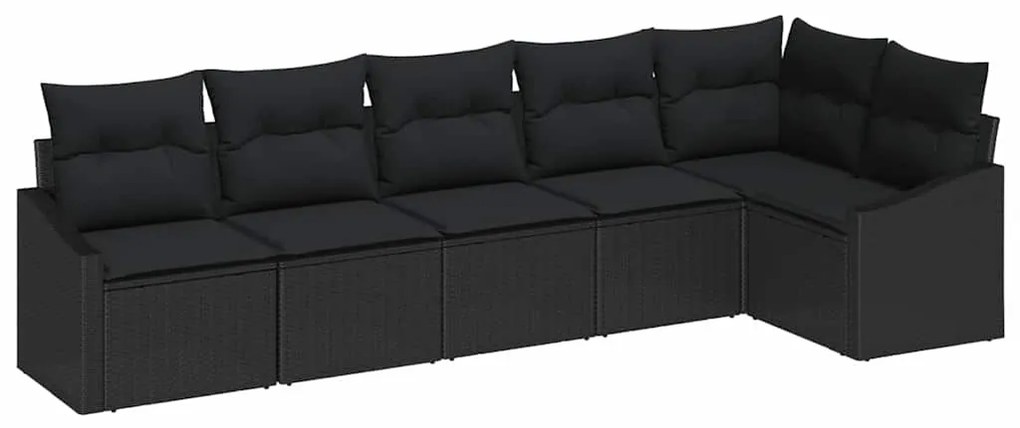 Conjunto de Jantar para Jardim com 6 Peças e Almofadas em Rattan Preto