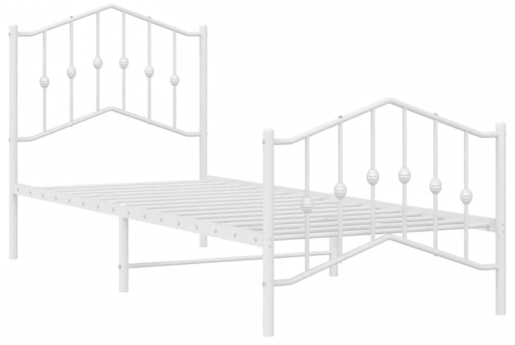 Estrutura de cama com cabeceira e pés 90x190 cm metal branco