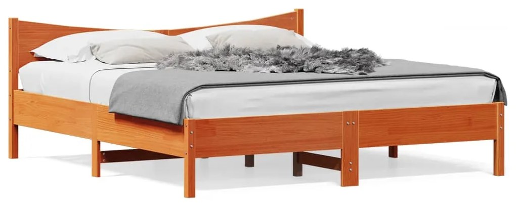 vidaXL Cama sem colchão 180x200 cm pinho maciço castanho-mel