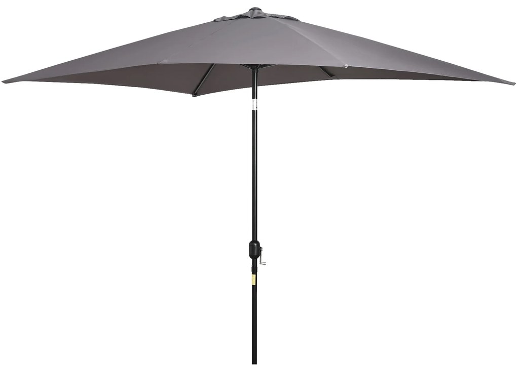 Outsunny Chapéu de Sol de Alumínio 200x300x240cm Chapéu de Sol Retangular de Jardim Inclinável com Manivela e Mastro Desmontável para Terraço Piscina Pátio Exterior Cinza