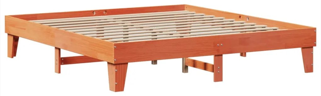 Cama sem colchão 200x200 cm pinho maciço castanho-mel