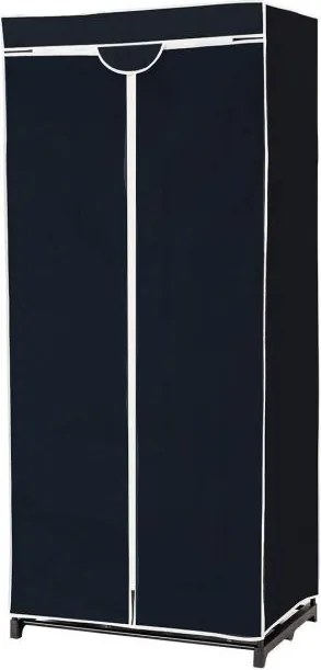 Armario Guarda Roupa de tecido dobrável com fecho de correr Organizador de roupa têxtil com varão de suspensão 74 x 50 x 172 cm Preto