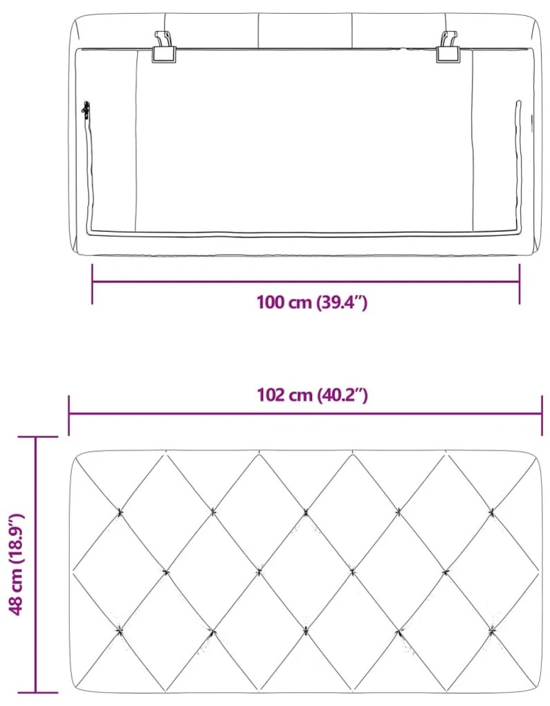 Almofadão de cabeceira 100 cm veludo cinzento-claro