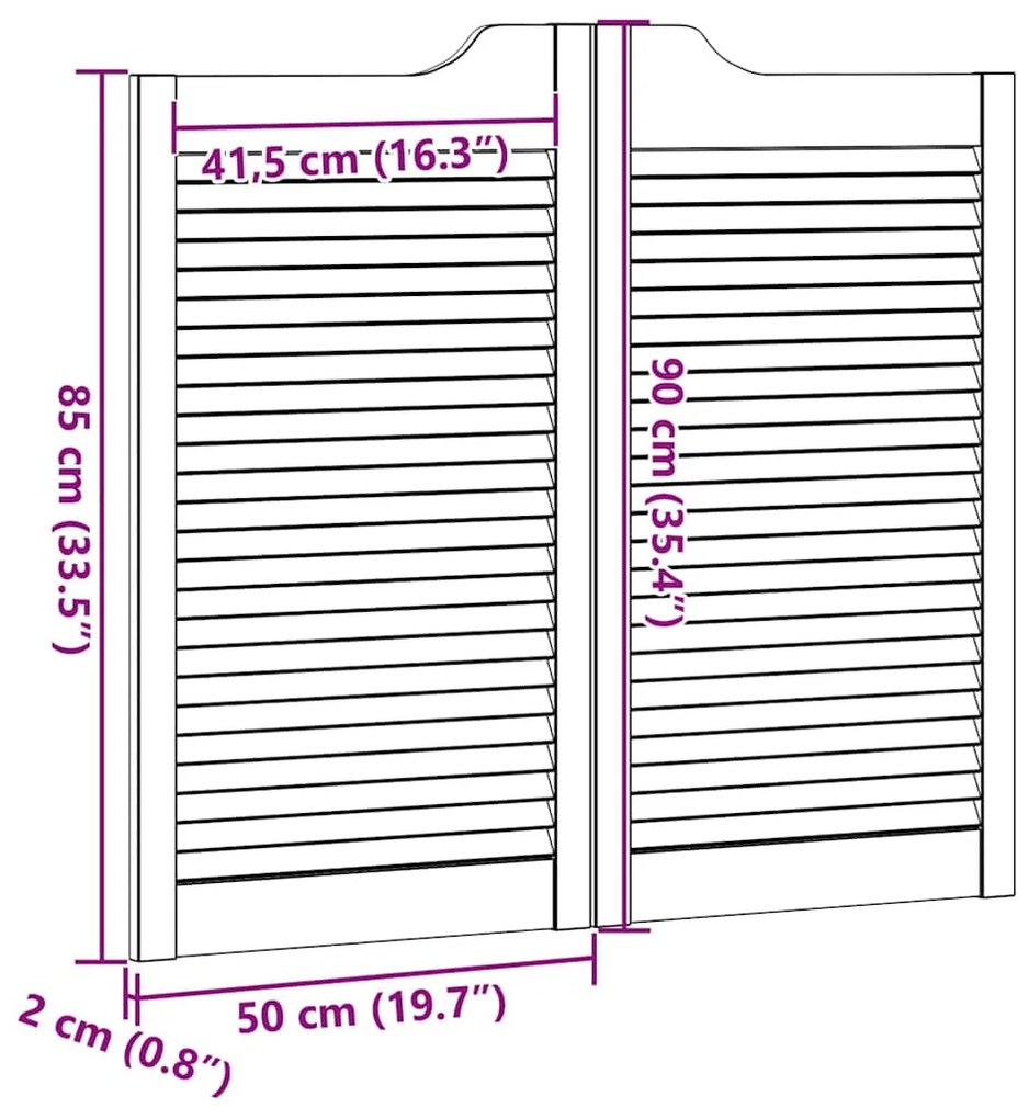 Portas de batente design de persiana 2-Par 90x100 cm branco