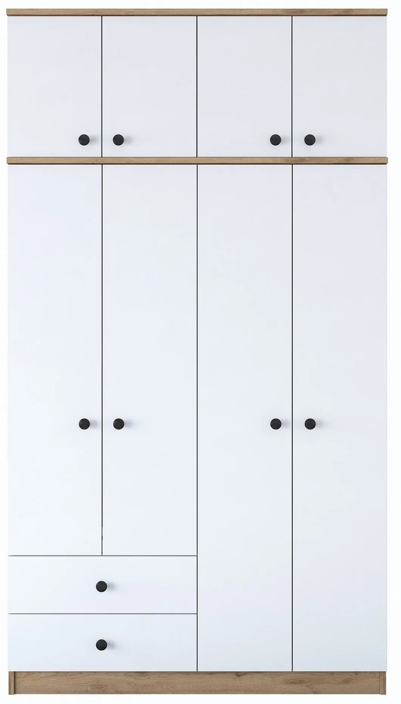 Roupeiro BA121 – Nogueira e Branco – 120x216,8x42,5 cm