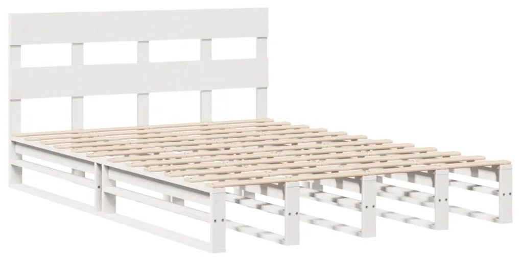 Cama sem colchão 135x190 cm madeira de pinho maciça branco