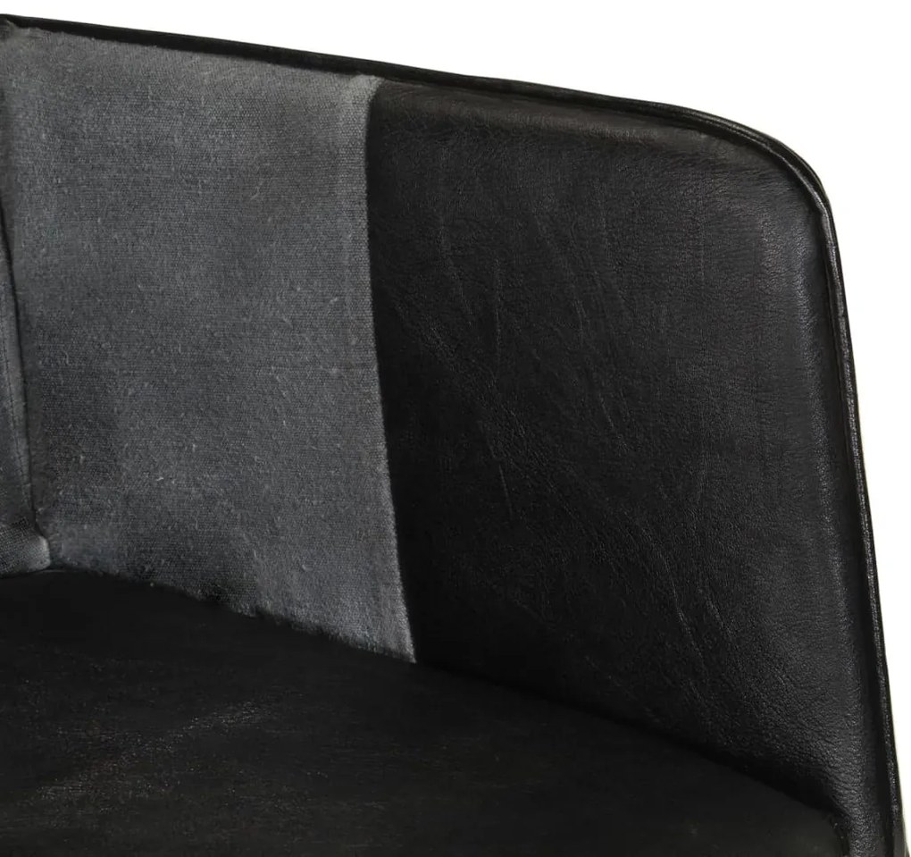 Poltrona de apoio couro genuíno preto e cinzento