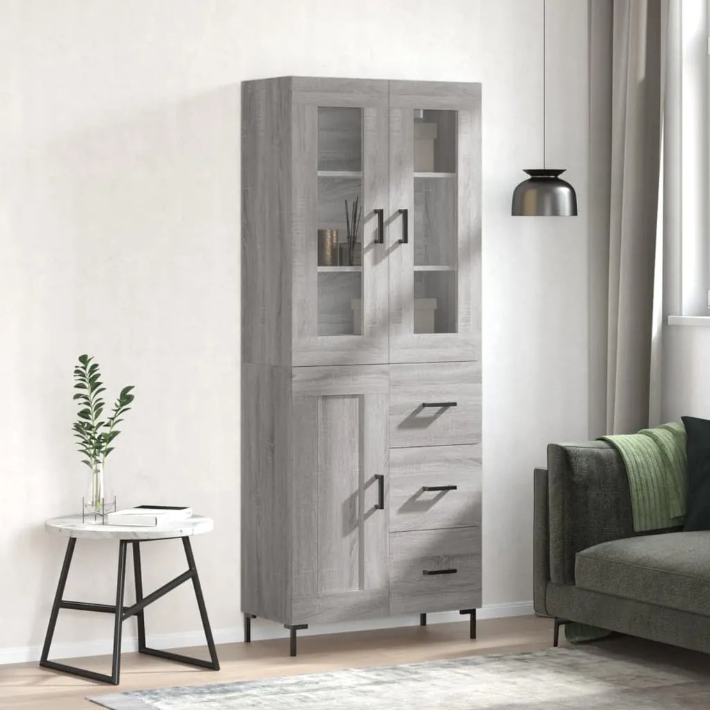 vidaXL Armário alto 69,5x34x180 cm derivados de madeira sonoma cinza