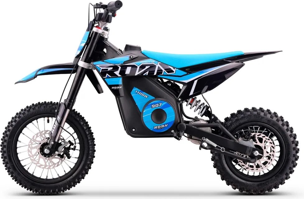 Mini moto elétrica para crianças velocidade até 28 km/h C/Limitador 1100W Roan 907 36V 12/10" Azul