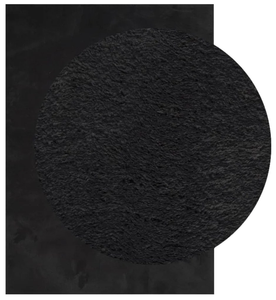 Tapete pelo curto macio e lavável HUARTE 140x200 cm preto