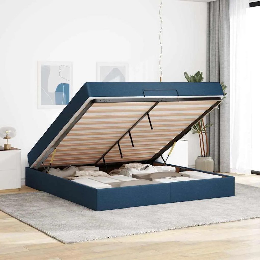 Estrutura da Cama Outros com armazenamento Azul 180 x 200 cm tecido