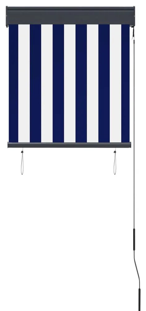 Estore de rolo para exterior 60x250 cm azul e branco