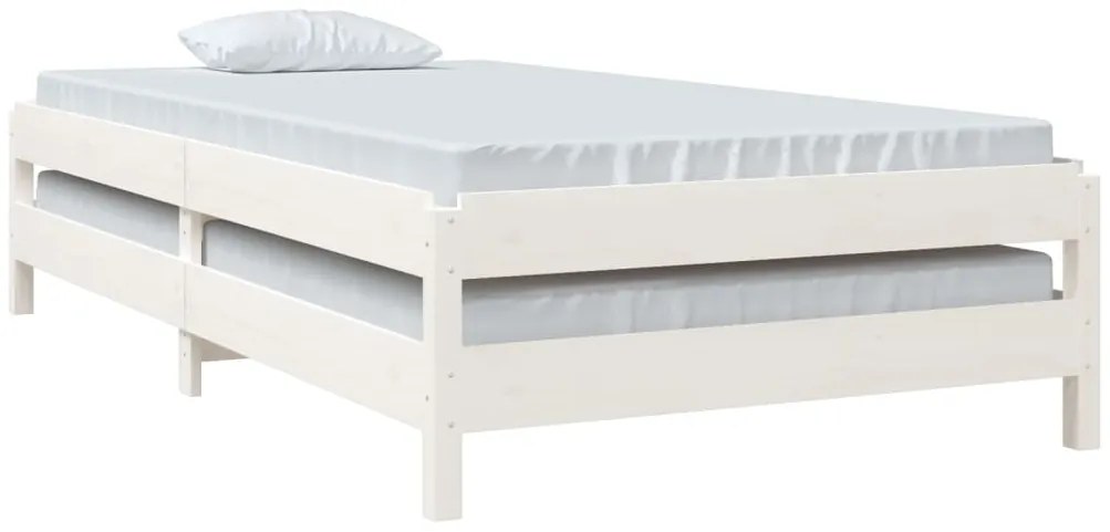 Cama empilhável 80x200 cm madeira de pinho maciça branco