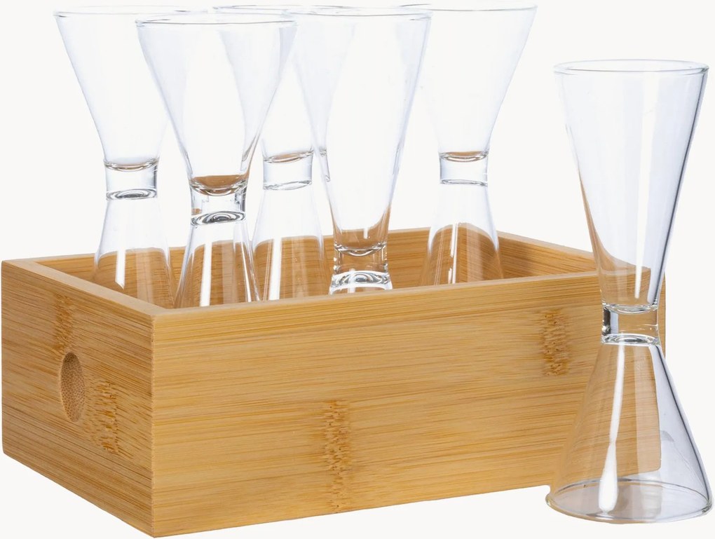 Copos de licor artesanais em caixa Nature, conjunto de 6