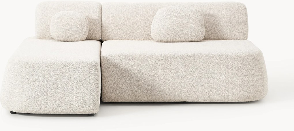 Sofá-cama de canto em teddy-bouclé com arrumação Pao