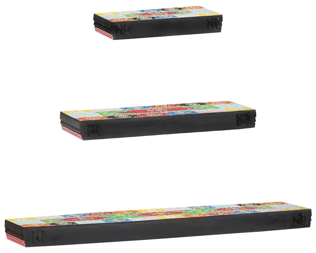 Conjunto de 3 Prateleiras de Parede 100x20x6 cm Madeira Sólida Manga