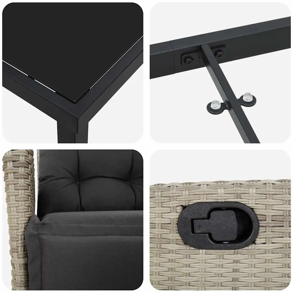 Conjunto de Jantar de Jardim com 5 peças em rattan sintético cinza cla
