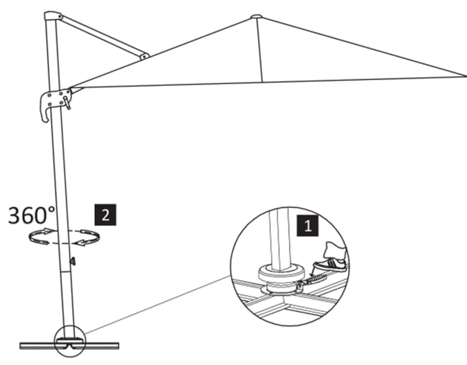 Guarda-sol cantilever c/ poste de alumínio 300x300 cm antracite
