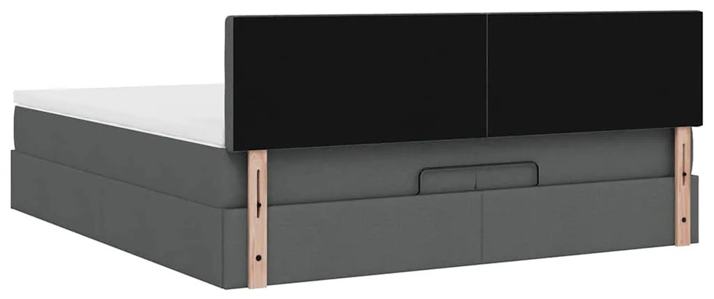 Estrutura de cama otomana com colchão 200x200cm cinzento-escuro